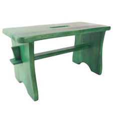 Green Small Wooden Stool Hand-Stained Natural Pine Side Bench Wood Kids Chair