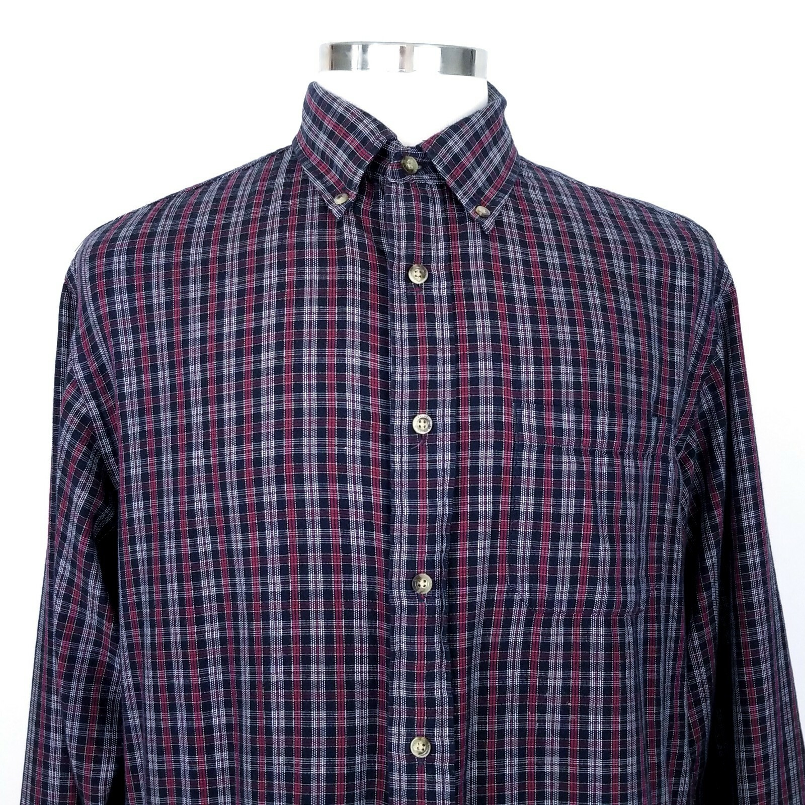 Pendleton Mens Button Down Shirt M Red Blue Plaid… - image 6