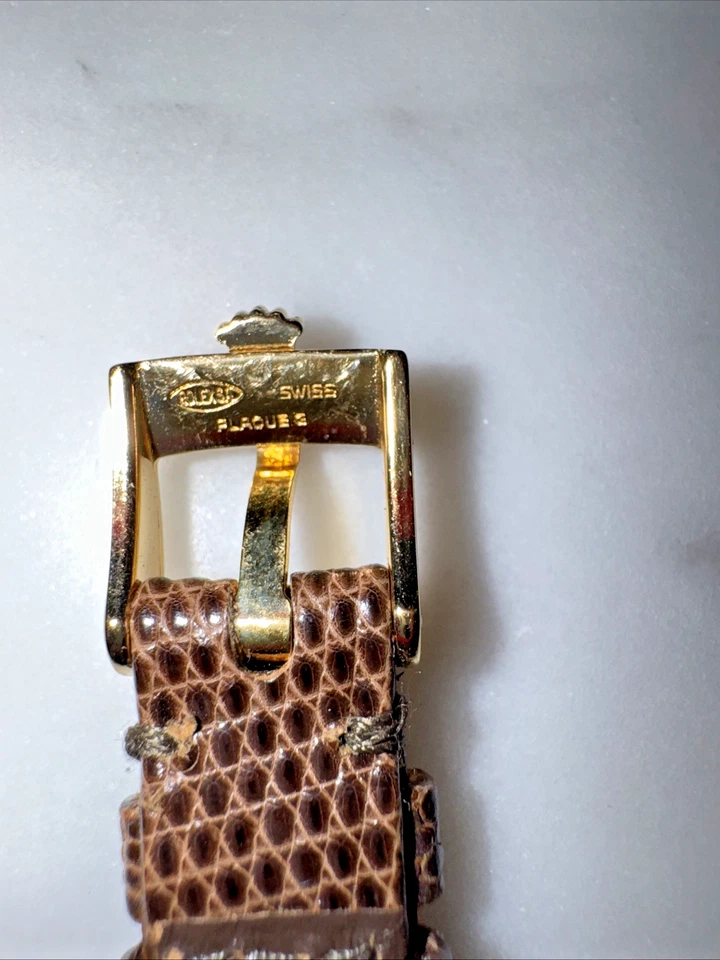 Подлинный ROLEX коричневый ящерица кожаный ремешок 13 мм с оригинальной пряжкой Rolex - Изображение 4 из 4
