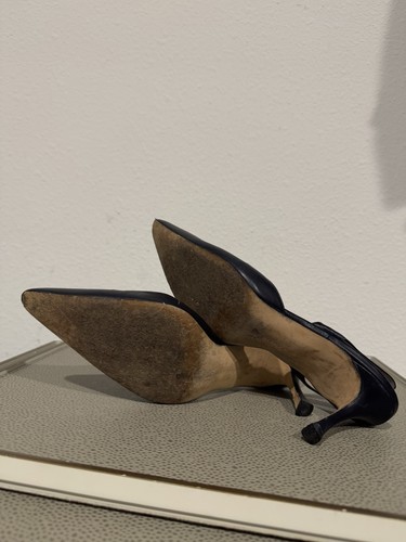 Manolo Blahnik Leather Slingback Pumps Women's 38.5 / 8.5 Pointed Toe - Picture 13 of 14