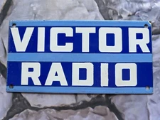 RARE VINTAGE VICTOR RADIO PORCELAIN ENAMEL SIGN 10"×5".