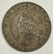 1638-9 Charles I Briot’s Milled Silver Sixpence Coin mm Anchor