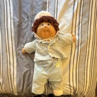 Cabbage Patch Kids Vintage Boy Doll 16in Brown Curly Hair Signed Xavier Roberts
