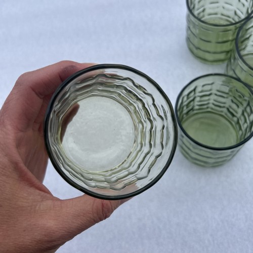 Libbey Amber Glass Short Drinking Cups Set Mid Century Avocado Green Set Of 4 - Picture 7 of 8