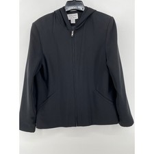 Chaqueta con Capucha Focus 2000 by Charles Glueck Mujer 12 Negra Cremallera Completa Athleisure