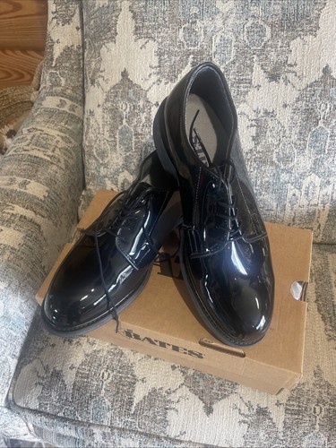 Bates Mens Dress Shoes Black High Gloss Patent Leather Military Tuxedo Sz 8E