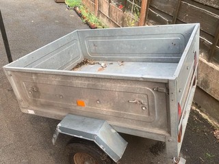 Car trailer approximately 4ft 3ft. New Tyres. Needs A New Plug. 2 New Tyres.