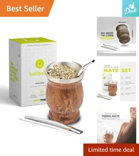 Complete Yerba Mate Experience Set: Stainless Steel Cup, Bombillas & Brush