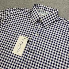 Collars  Co Men  s Small Blue Gingham Dress Collar Polo Lightweight NWT