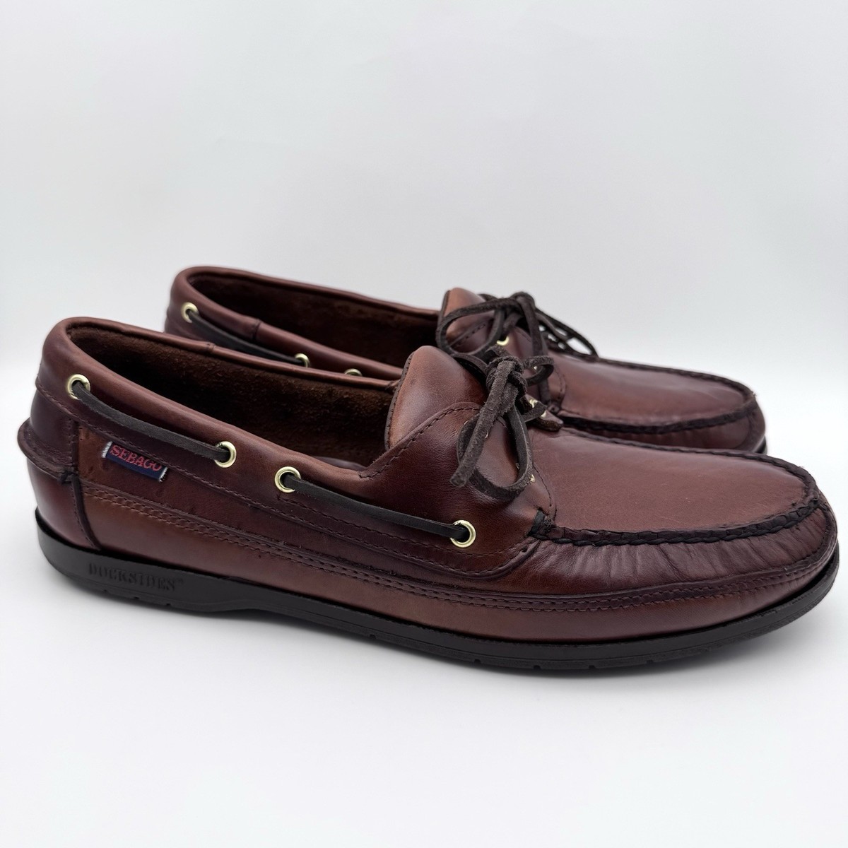 Sebago Brown Leather Boat Shoes Lace Up Comfort Deck Loafers Mens 8.5 WW Men main image 4