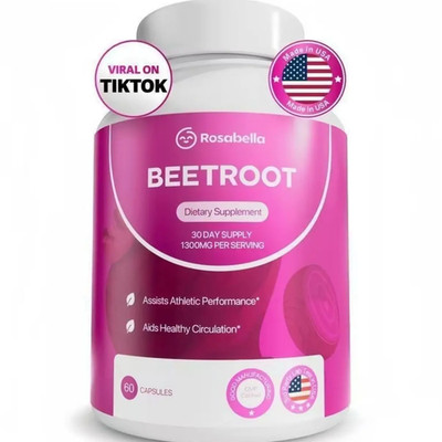 Rosabella Organic Beetroot Capsules 1300mg Boost Blood & Heart Health 