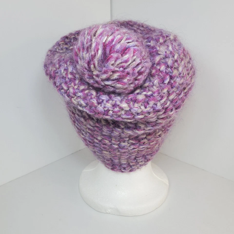 Roxy 90s Y2K Womens Pink Super Slouch Knit Visor Beanie Mohair Fall Winter OSFM - Image 4 of 4