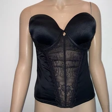 Jezebel Strapless Black Bra Corset Bustier Shapewear 38D