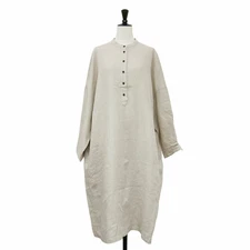HUIS House Dress Pretty Size: Free Shuttle Linen Band Collar Long Used BEEG-0