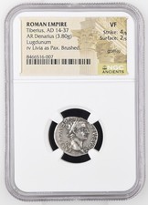 Roman Empire - Tiberius - AD 14-37 - Silver Denarius - NGC VF - RIC: 30