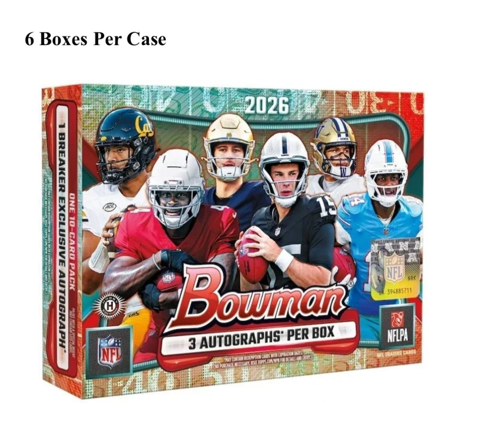 NFL PYT #969 -FULL CASE (6x BOXES) OF 2026 BOWMAN FOOTBALL BREAKERS DELIGHT
