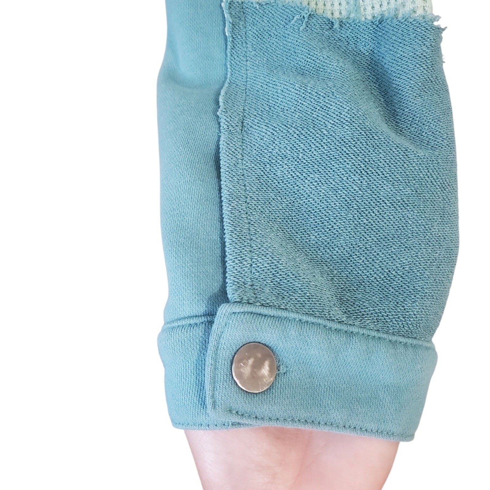 POL Boho Patchwork Button Down Shirt Jacket Green… - image 8