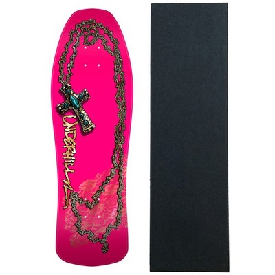 Powell Peralta Skateboard Deck Underhill Cross Pink Foil Old School + grip