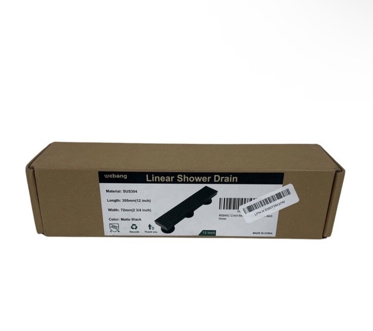 WEBANG 12 Inch Shower Linear Black Drain Rectangular Floor Drain 