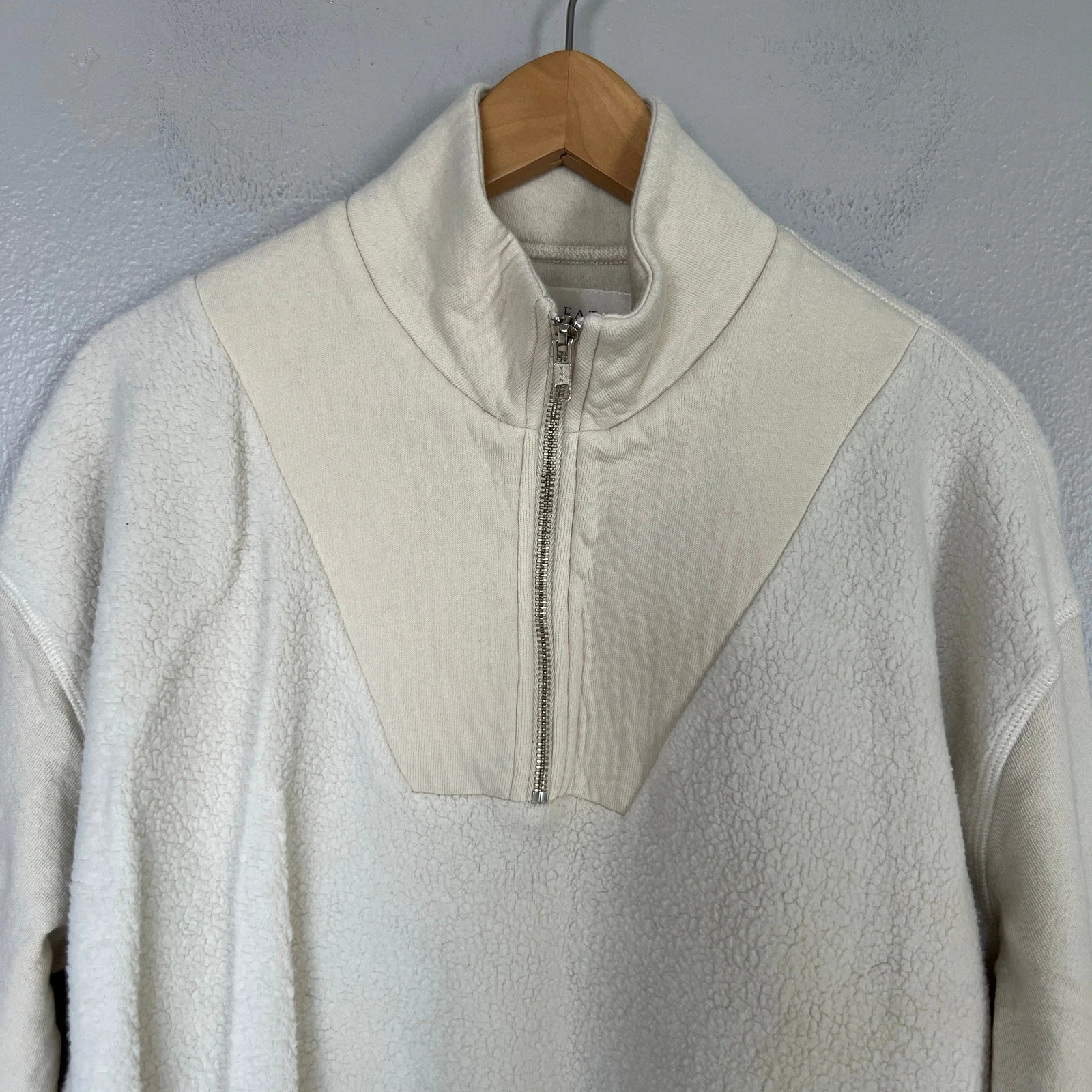 OFF WHITE Il Grande. Felpa The Slouch panna tecnica mista pullover mezza zip taglia 0 XS