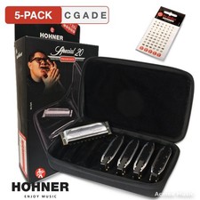 Hohner Special 20 Bundle 5 Keys G,A,C,D,E Harmonica SPC20-5PK, w/Case Stickers