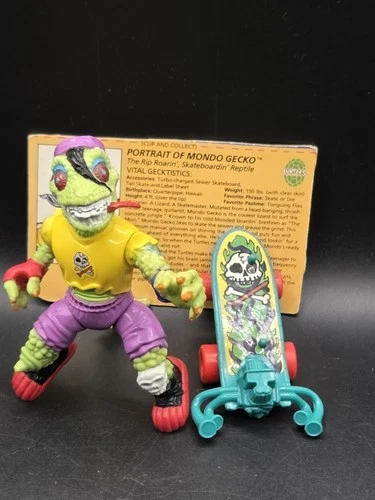 Complete 1990 Mondo Gecko TMNT Teenage Mutant Ninja Turtles Action Figure & Card