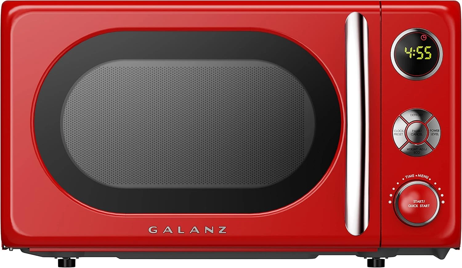 0.7 Cu Ft Retro Microwave Oven LED Pull Handle Child Lock Red