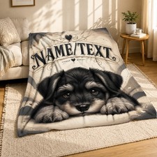 Puppy With Name Text Coral Fleece Blanket