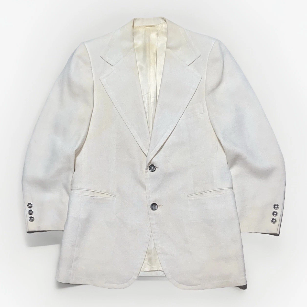 OFF WHITE Blazer vintage sartoriale a mano lusso a quadri panna bianco made in USA cappotto tuta anni '60