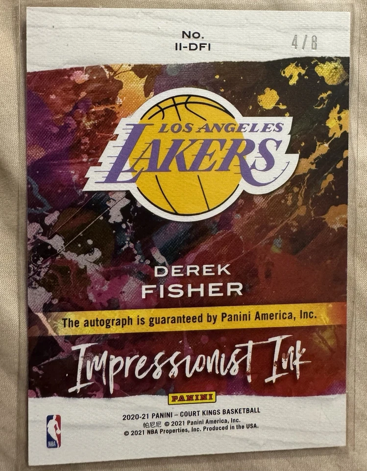 Derek Fisher 2021 Panini Court Kings Baloncesto Impresionista Tinta Automático/8! Foto 2 de 2