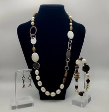 Silpada Bead Necklace Mixed Metal Freshwater Pearl N1996 Bracelet B1989 Earrings