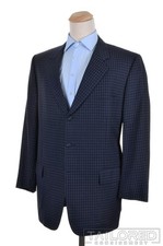 CORNELIANI Blue Box Check 100 Wool Blazer Sport Coat Jacket - EU 56 / US 46 L