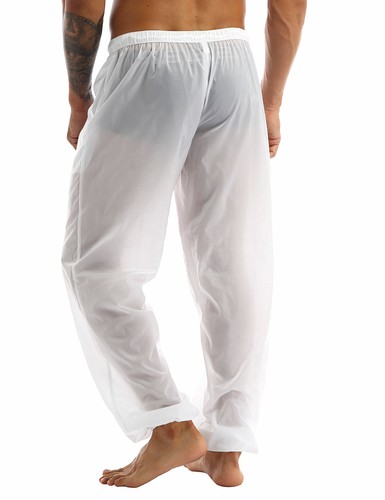 Herren Pyjamas locker dünn lang Unterhosen Eis Seide Unterwäsche weiche Hose Beachwear - Bild 76 von 83
