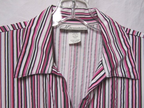 DRESSBARN blouse shirt top Medium 8/10 Bust 40 Pink Multi Color Striped - Picture 2 of 2