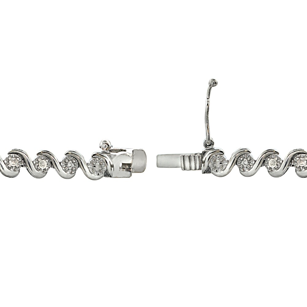 Or Sur Argent Sterling .50ct Tdw Diamant Miracle Set S Motif Tennis
