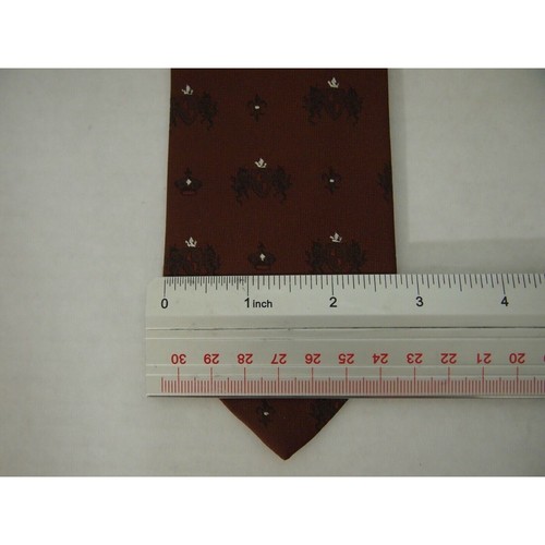 Vtg Anderson Little Boys Necktie Tie Brown Royal Crowns Crest Skinny 55" - Picture 4 of 4