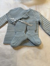 Vintage 1950 s Blue Bird Infant Cardigan, Hat Socks