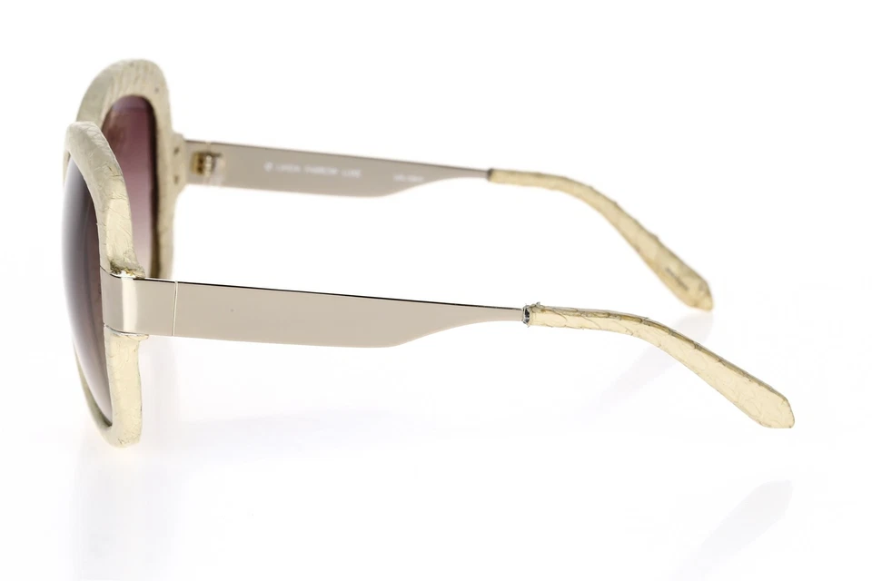 Gafas de sol LINDA FARROW LUXE 'CAT 2' cuadradas de gran tamaño crema piel de serpiente 62 mm 132170 Foto 3 de 4