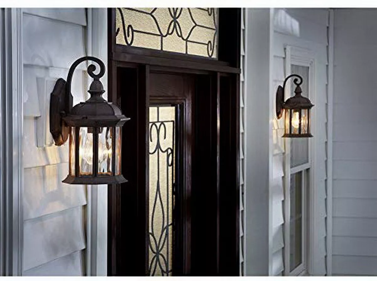 Bellwood Olde Brick And Clear Wave Glass Exterior Wall Light
