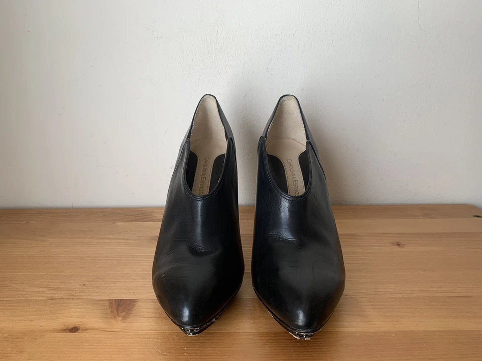 $348 CAROLINNA ESPINOSA talla 8.5M Cetoulee cuero negro cadena botines zapatos Foto 4 de 4