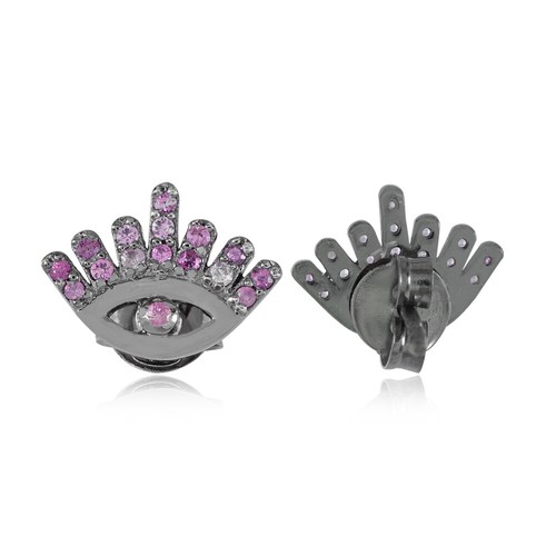Pendientes Joyería Plata de Ley 925 Rosa/Azul Zafiro Piedras Preciosas Evil Eye - Imagen 8 de 12