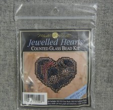 Blue Danube Glass Bead Kit Mill Hill Jeweled Hearts MHJH3 Pin Back Heart