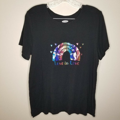 Old Navy Womens Black Rainbow Love Is 
