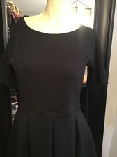 ASOS PETITE BLACK SHORT SLEEVE DRESS WITH PLEATED SKIRT -10