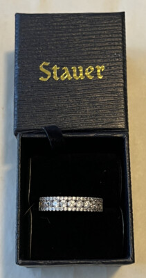 STAUER DiamondAura  Sterling Silver Everlasting Anniversary Ring Size 10 in Box