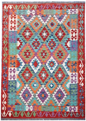Gemüse gefärbt Handarbeit Afghan Stamm Reine Wolle Türkischer Kelim Teppich 200X153 cm