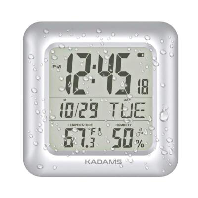 Bathroom Clock Wall With Shatterproof Lcd Screen   Waterproof Shower Clock Water