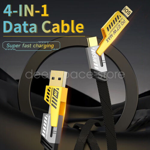 4 in 1 Multi Fast Charger Data Cord Cable Charging USB to IOS USB Charger PD27W - Picture 3 of 16