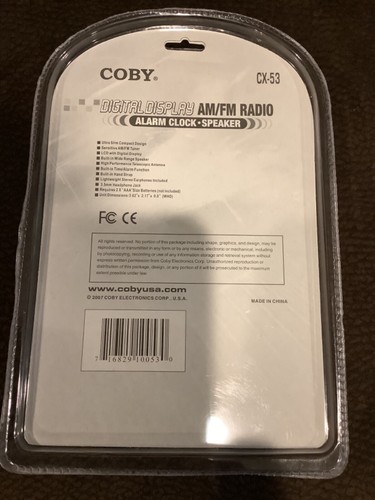 Coby CX53 Digital Display Radio Alarm Clock + Speaker New Sealed Portable AM/FM - Picture 5 of 7