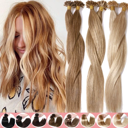 Women Fusion Remy Nail U Tip Human Hair Extensions Pre Bonded 1G/S 613 Blonde US